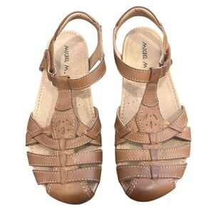 Michel M. Brown Leather Strappy Sandals - Size 8M